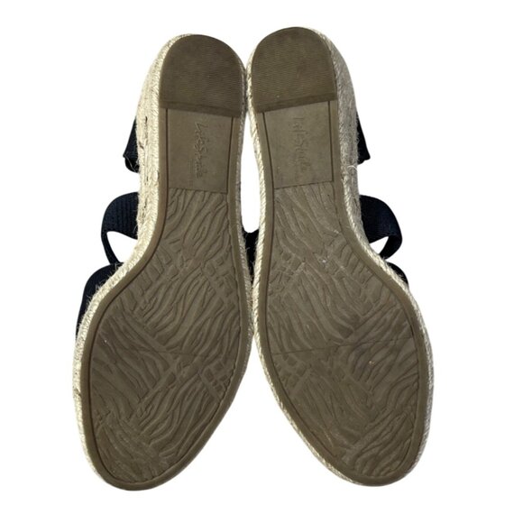 LifeStride Keaton Canvas Slip On Wedge Heels Size 8 Espadrille Black Cross Strap - Picture 8 of 10